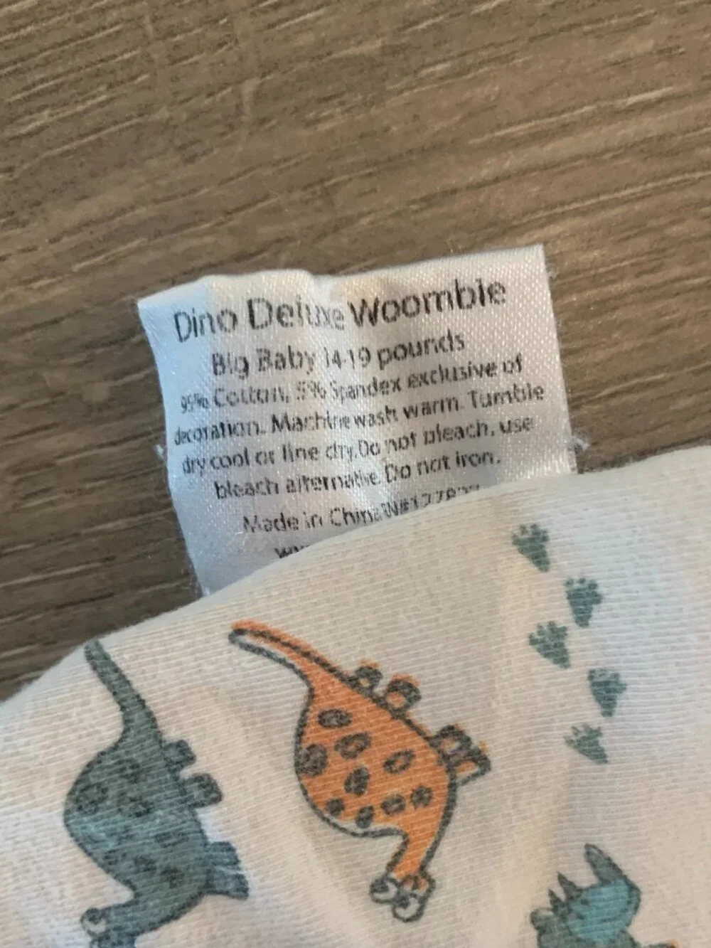 Dino Deluxe Woombie Swaddle 14-19 Pounds